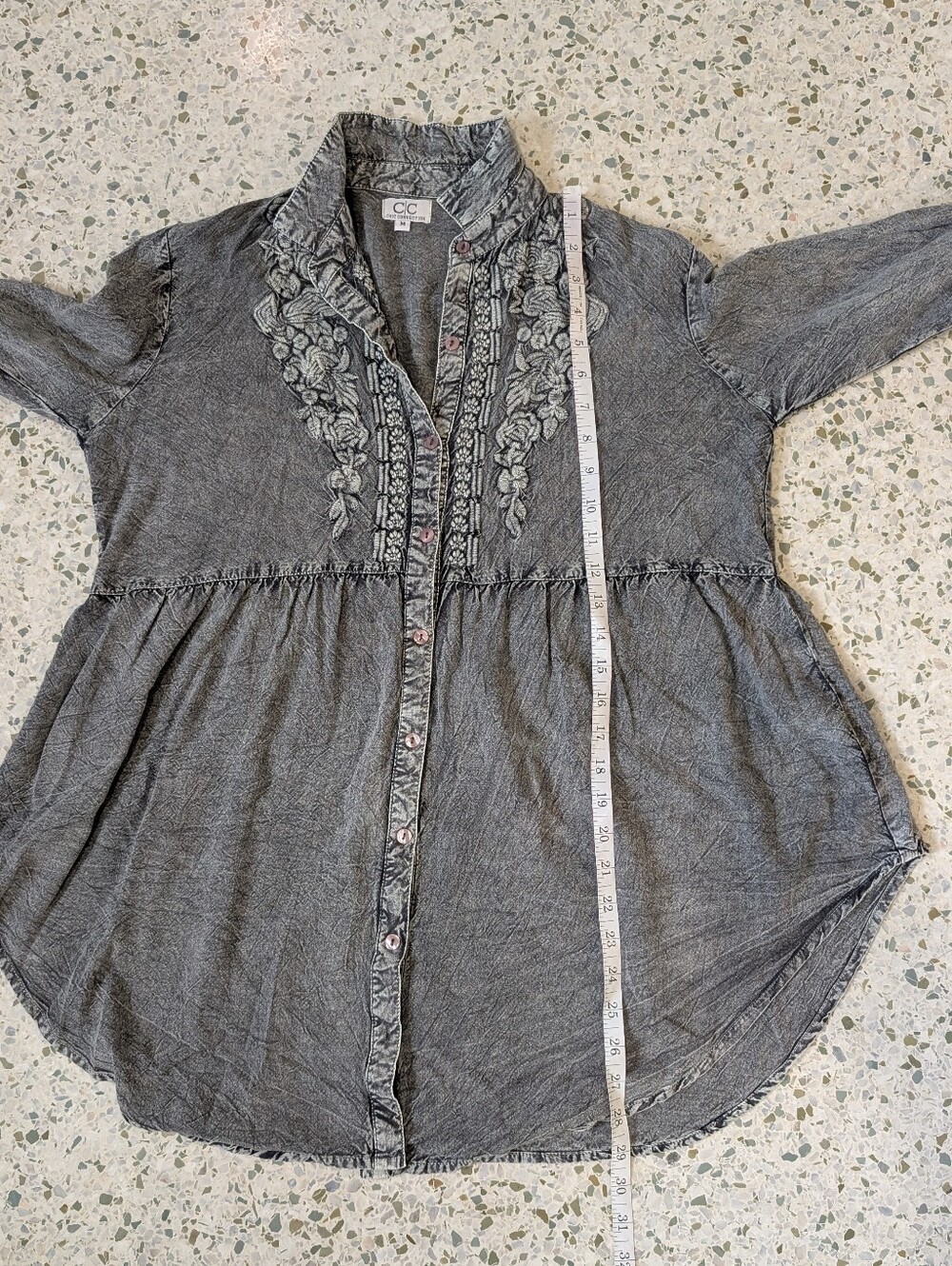 Chic Connection Embroidered Button Front Shirt - Picture 9 of 9